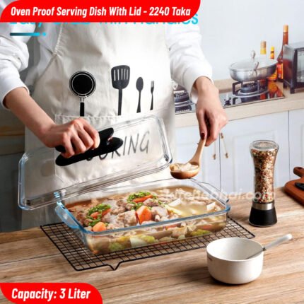 Microwave/Oven Safe Tempered Glass Serving Dish with Lid