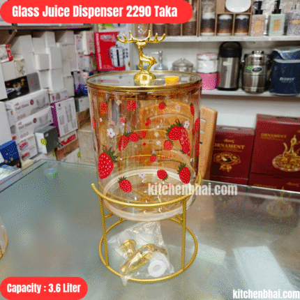 Glass Juice Dispenser with Deer Lid-100505