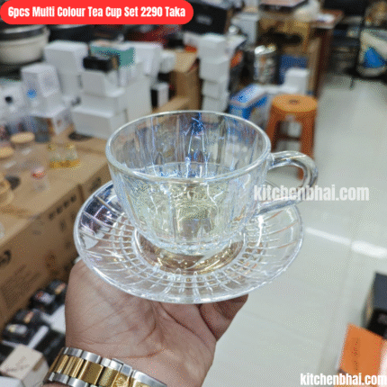 Rainbow Glass Cup Set, 6 Pcs Set