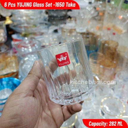 Premium Water Glass Juice Glass- 6 Pcs Short Glass Set – 282 ml