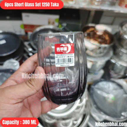 Premium Water Glass Juice Glass- 6 Pcs Short Glass Set – 380ml