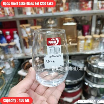 Premium Water Glass Juice Glass- 6 Pcs Short Glass Set – 400ml