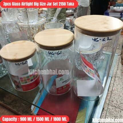 3pcs Glass Airtight Big Size Jar Set