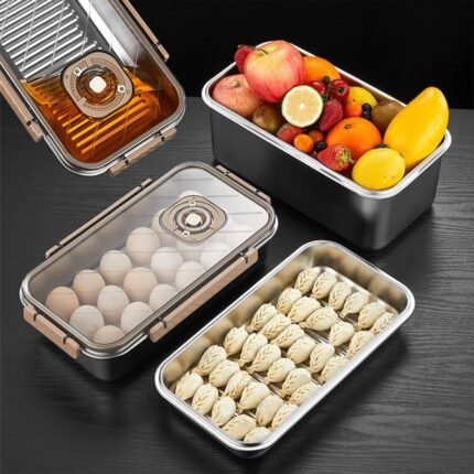 SUS 304 Grade Stainless Steel Food Container With Egg Box